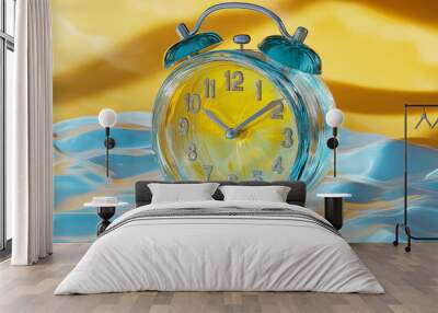 glass alarm clock, transparent clock, time, new year clock, colorful clock Wall mural