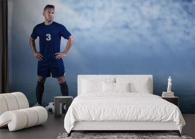 Professional Hispanic Soccer Player on the field ready to play Wall mural