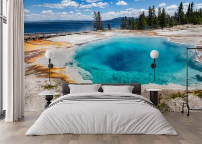 Yellowstone National Park Hot thermal spring Black Pool in  West Thumb Geyser Basin area, Wyoming, USA Wall mural