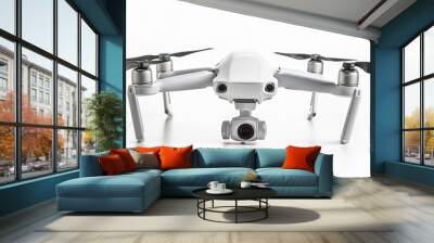 Modern drone with camera isolated on white background Wall mural