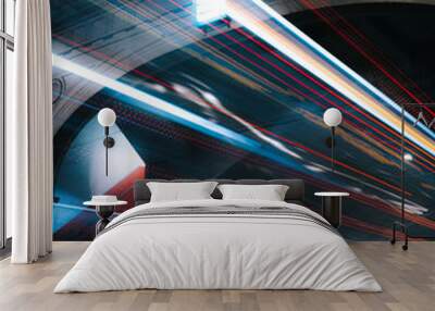 light trails in a tunnel Wall mural