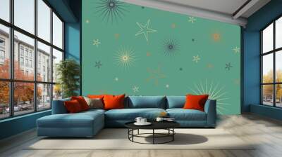 An abstract retro star shape pattern background image. Wall mural