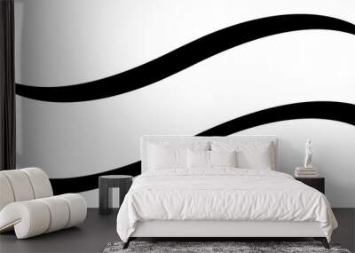 Curved calligraphic line strip, vector, ribbon like road element of calligraphy gracefully curved line Wall mural