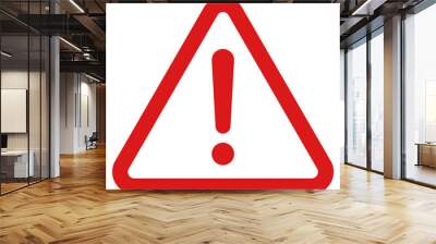 Sign attention warning error danger, red triangle with exclamation mark, caution accident, alarm alert Wall mural