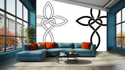 Sign of infinite love for God, heart with infinity symbol and cross, vector tattoo logo love and faith in God, calligraphic cross Wall mural