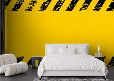 Warning frame grunge yellow and black diagonal stripes, vector grunge texture warn caution, construction, safety background Wall mural