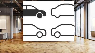 Car icon set in linear style. Transport symbol. Vector illustration. Wall mural