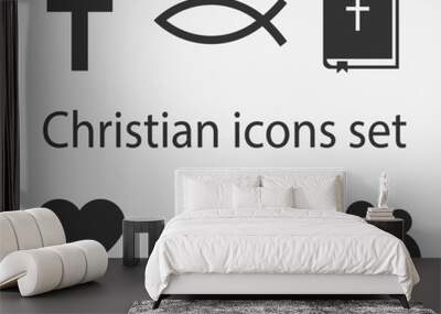 Modern christian icons set. Christian sign and symbol collection. Vector illustration. Wall mural