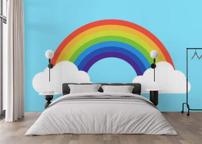 rainbow with clouds icon. isolated on background. Vector illustration. Wall mural