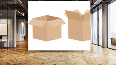 Set of open and closed boxes. Cardboard box. Vector illustration. Wall mural