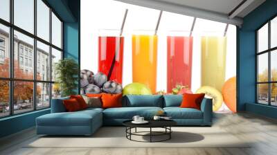 Fresh fruit juices on white Wall mural