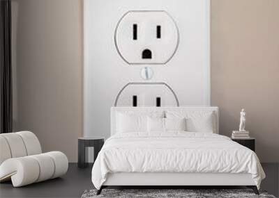 A 115amp duplex electrical white wall outlet with a face plate Wall mural