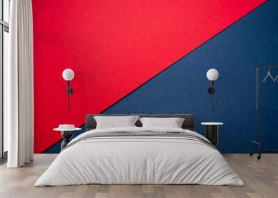 Candy red and denim blue cardboard background Wall mural