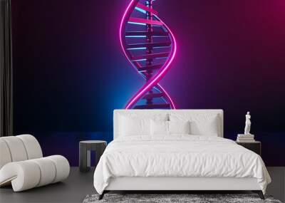 DNA dupla hélice em cores neon Wall mural