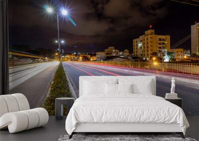 long exposure in night city traffic XIII Wall mural