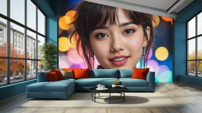 portrait of a pretty asian girl. Wall mural