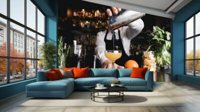 Bartender pouring cocktail Wall mural