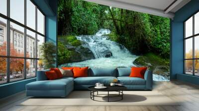 Quebrada Encarnación : beautiful river in the Andes Mountains of Jardin, Jardín, Antioquia, Colombia, near the cave of splendor or cueva del esplendor. Primary forest. Lush green tropical vegetation. Wall mural