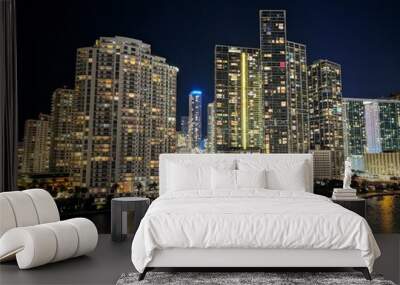 night view of Miami city skyscrapers Wall mural