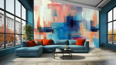 Panoramic abstract surrealism artwork on canvas with bold brush strokes and a mix of sky and sea colors Wall mural