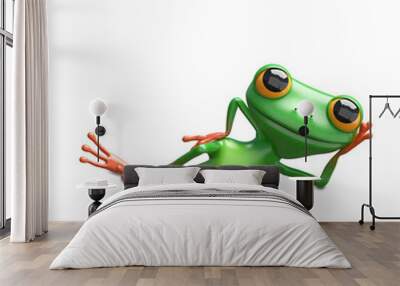 3d illustration green frog lies Wall mural