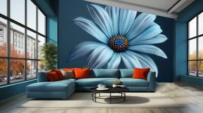 A beautifully rendered blue flower with intricate petals and vibrant details. Wall mural