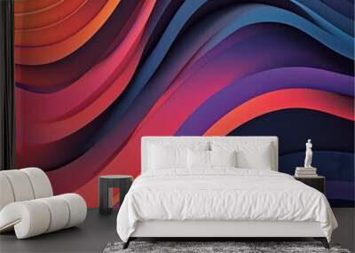 Abstract waves in vibrant colors creating a dynamic visual flow. Wall mural