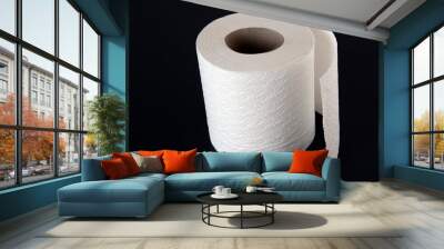 Toilet paper roll, black background Wall mural