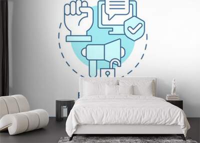 2D editable blue freedom of expression online icon, monochromatic isolated vector, cyber law thin line illustration. Wall mural