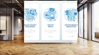 2D icons representing cyber law mobile app screen set. Walkthrough 5 steps blue graphic instructions with thin line icons concept, UI, UX, GUI template. Wall mural