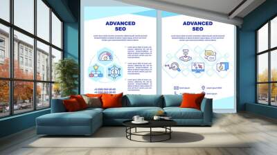 Advanced search engine optimization brochure template. Leaflet design with linear icons. Editable 4 vector layouts for presentation, annual reports. Arial-Black, Myriad Pro-Regular fonts used Wall mural