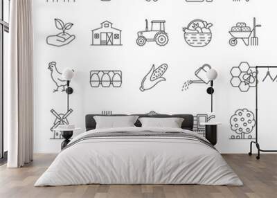 Agriculture linear icons set Wall mural