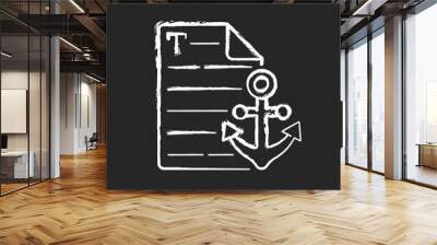 Anchor text chalk white icon on black background. Webpage with link. Document with hyperlink. Copywriting services. Professional journalist. Commercial article. Isolated vector chalkboard illustration Wall mural