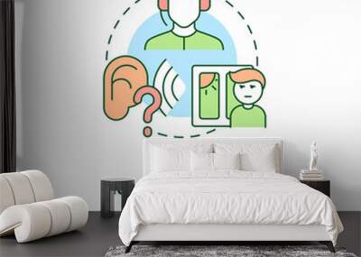 Appears not to be listening concept icon. Inattentive symptom abstract idea thin line illustration. Trouble understanding communication. Vector isolated outline color drawing. Editable stroke Wall mural