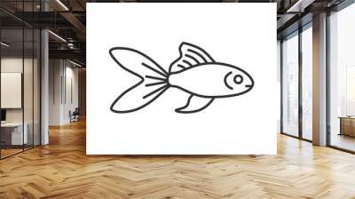 Aquarium goldfish linear icon Wall mural