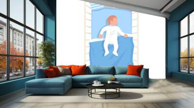 Baby in bed semi flat RGB color vector illustration Wall mural