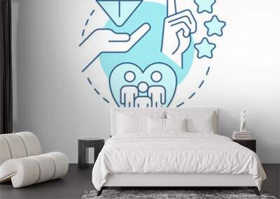 Bandwagon advertising turquoise concept icon. Marketing strategy abstract idea thin line illustration. Propaganda method. Isolated outline drawing. Editable stroke. Arial, Myriad Pro-Bold fonts used Wall mural