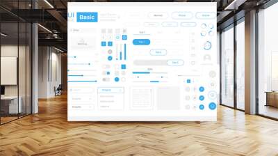 Basic system settings UI elements kit. Editable isolated vector components. Navigation. Web design widget pack for mobile app software with light theme. Montserrat Light, Medium, Bold fonts used Wall mural