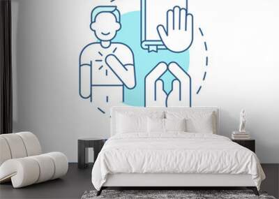 belief in god concept icon. personal value idea thin line illustration. building spiritual relations Wall mural