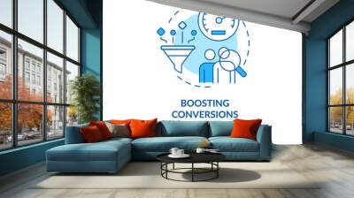 Boosting conversion blue concept icon. Improve sales rate. Business optimization. Website traffic. Smart content idea thin line illustration. Vector isolated outline RGB color drawing. Editable stroke Wall mural