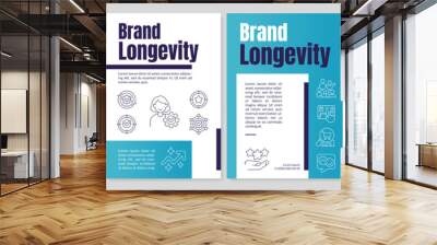 Brand longevity blue brochure template. Marketing strategy. Leaflet design with linear icons. Editable 4 vector layouts for presentation, annual reports. Anton, Lato-Regular fonts used Wall mural