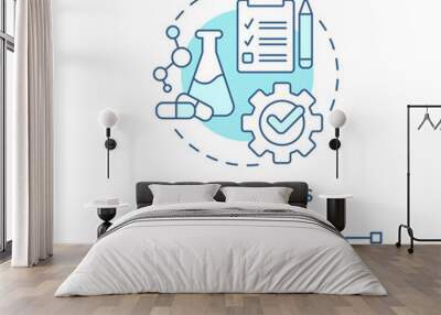 Bridging gaps in research turquoise concept icon. Goal for pandemic preparedness plan abstract idea thin line illustration. Isolated outline drawing. Editable stroke. Arial, Myriad Pro-Bold fonts used Wall mural