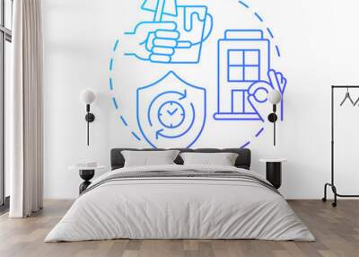 Built to last blue gradient concept icon. Advantage of sustainable architecture abstract idea thin line illustration. Design strategy. Isolated outline drawing. Myriad Pro-Bold font used Wall mural