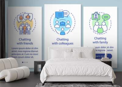 Chatting people onboarding mobile app page screen with linear concepts Wall mural