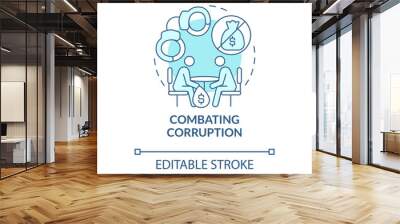 Combating corruption blue concept icon. Avoid bribery and money extortion abstract idea thin line illustration. Financial crime regulation. Vector isolated outline color drawing. Editable stroke Wall mural