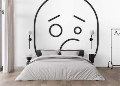 Confused upset smile linear icon Wall mural