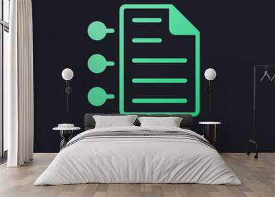 Contract conditions green solid gradient desktop icon on black. Legal document. Partnership agreement. Pixel perfect 128x128, outline 4px. Glyph pictogram for dark mode. Isolated vector image Wall mural