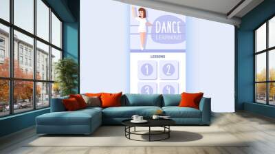 Dance learning app smartphone interface vector template. Mobile app page design layout. Step-by-step instructions. Online dance classes screen. Flat UI for application. Phone display Wall mural