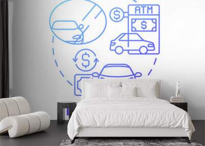 Drive thru ATM safety concept icon. Automated teller machines idea thin line illustration. Mirrors for visibility. Theft and scammers. Safety environmental. Vector isolated outline RGB color drawing Wall mural