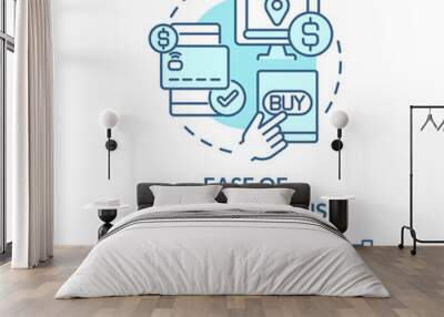 Ease of transactions blue concept icon. Online entrepreneurship benefit abstract idea thin line illustration. Stress-free shopping. Vector isolated outline color drawing. Editable stroke Wall mural